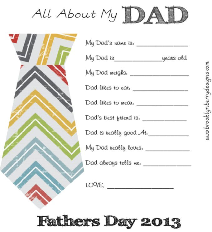 All About My Dad Free Printable Book