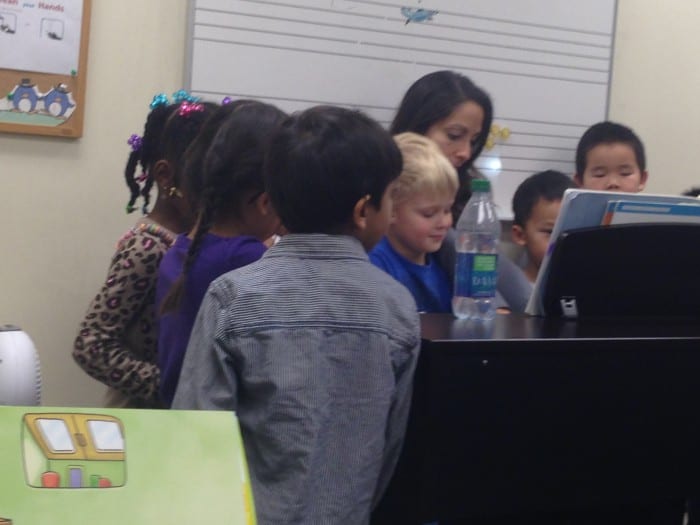 Brooke's little guy playing in class at the Yamaha Music School.