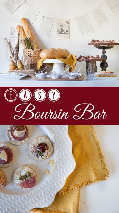 An Easy Party Plan - Boursin Bar, let your guests build their own canapes using Boursin cheese and a variety of other toppings.