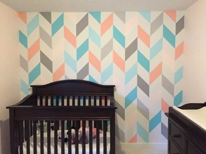 Creative Bedrooms peach and teal nursery