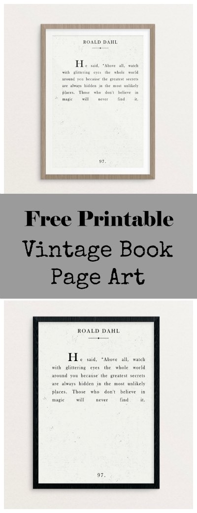 Free printable book page art