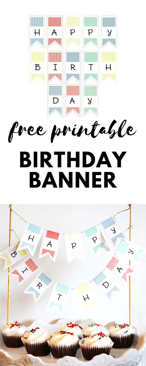 happy birthday cake banner printable