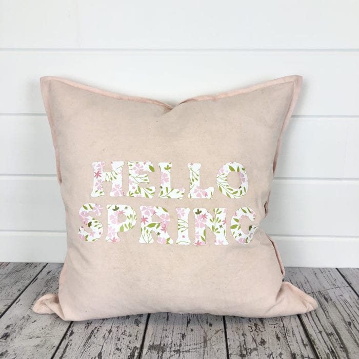 Hello Spring Pillow with Patterned Iron On Vinyl from Cricut