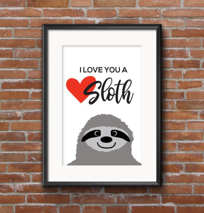 I love you a sloth valentines svg file