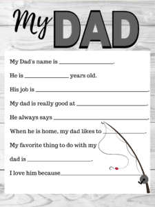 free fathers day printable  questionaire