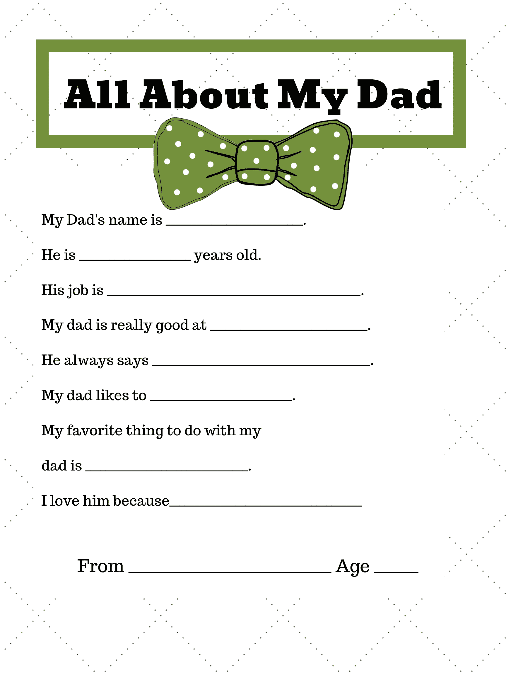 About My Dad Free Fathers Day Printable Brooklyn Berry Designs