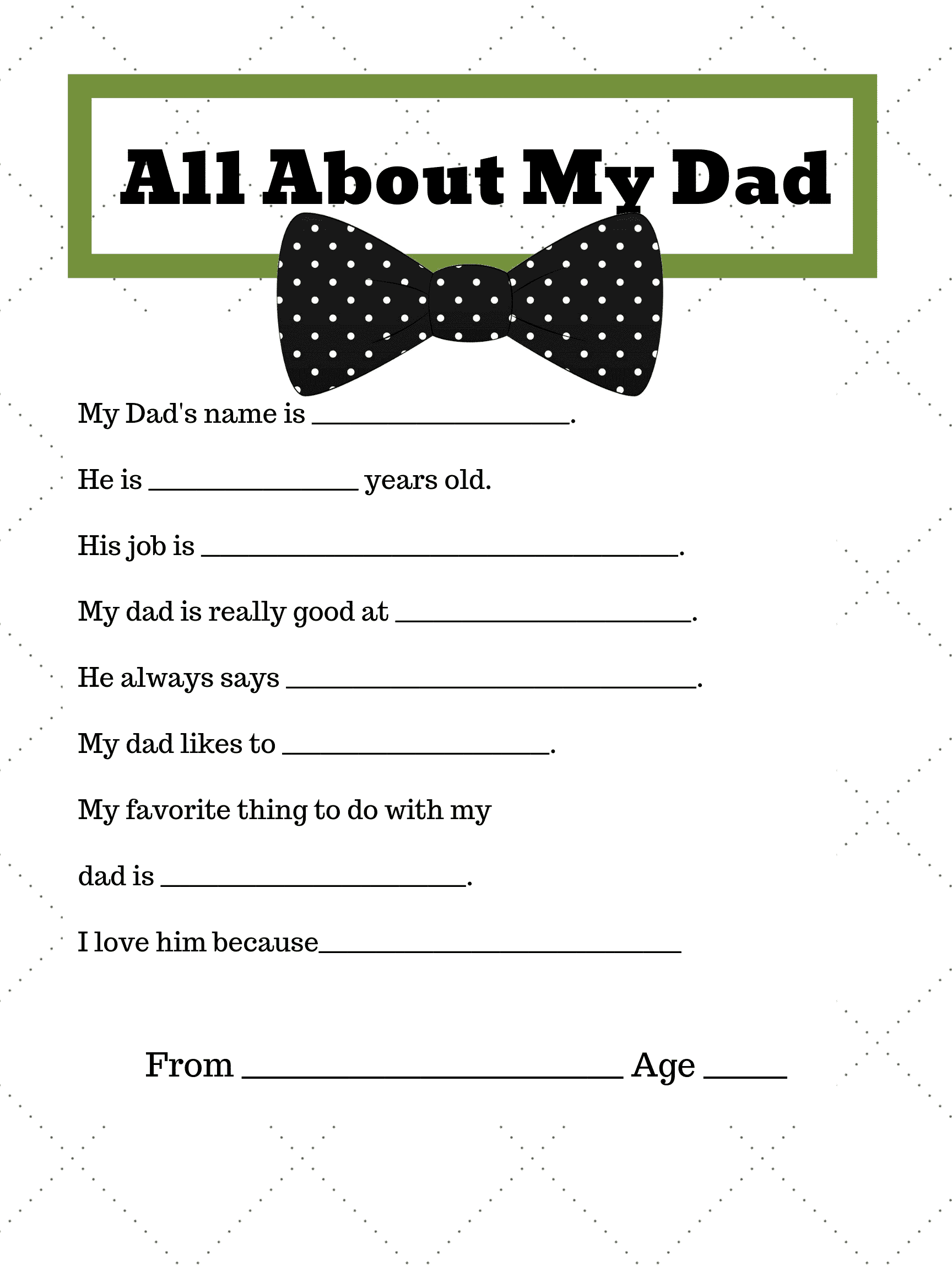 About My Dad - Free Fathers Day Printable - Brooklyn Berry Designs