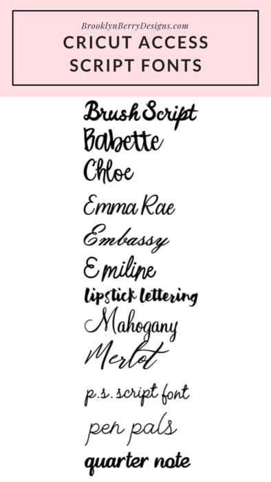 best cricut access script fonts