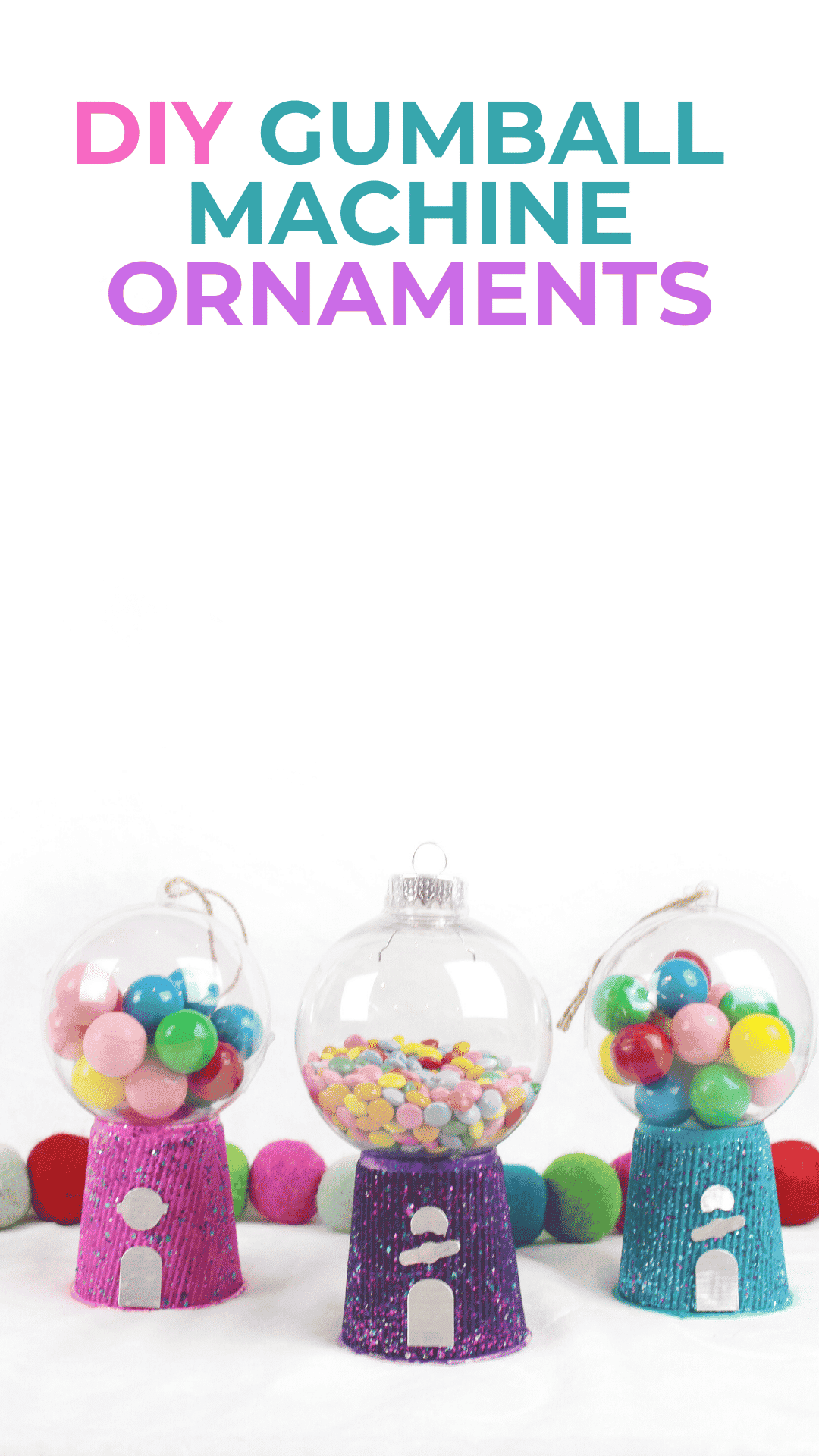 East kids craft - make this bright and colorful DIY Gumball Machine Ornament. Easy to make, kids will love seeing this on their Christmas Tree. via @brookeberry