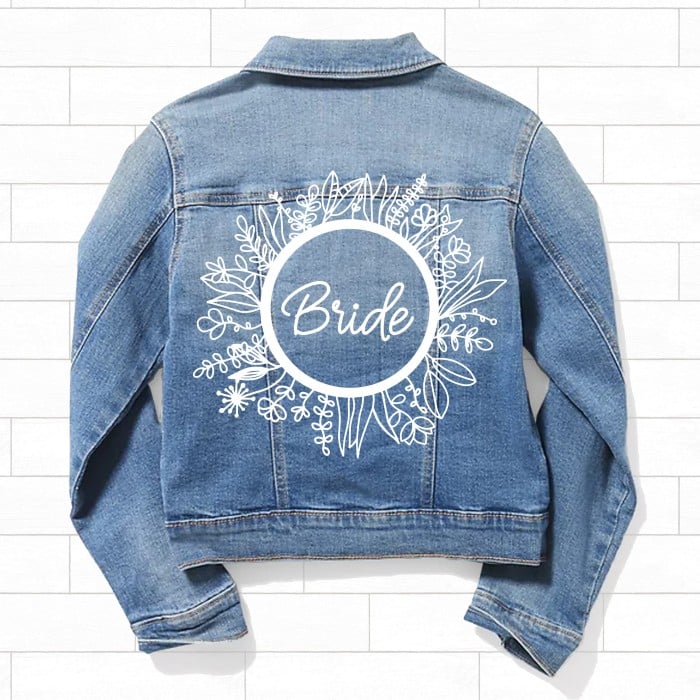 Event Blossom Floral Monogram White Jean Jacket