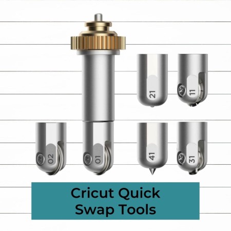 collage image of different types of cricut quick swap tools