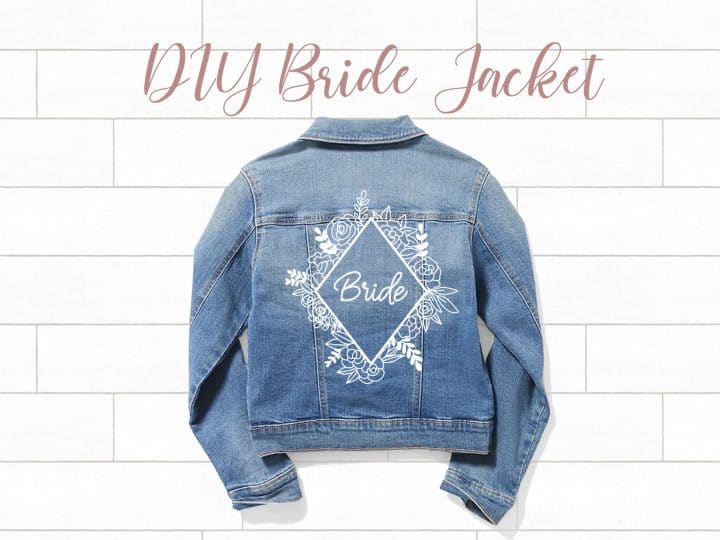 Bride denim jacket - floral frame wedding svg