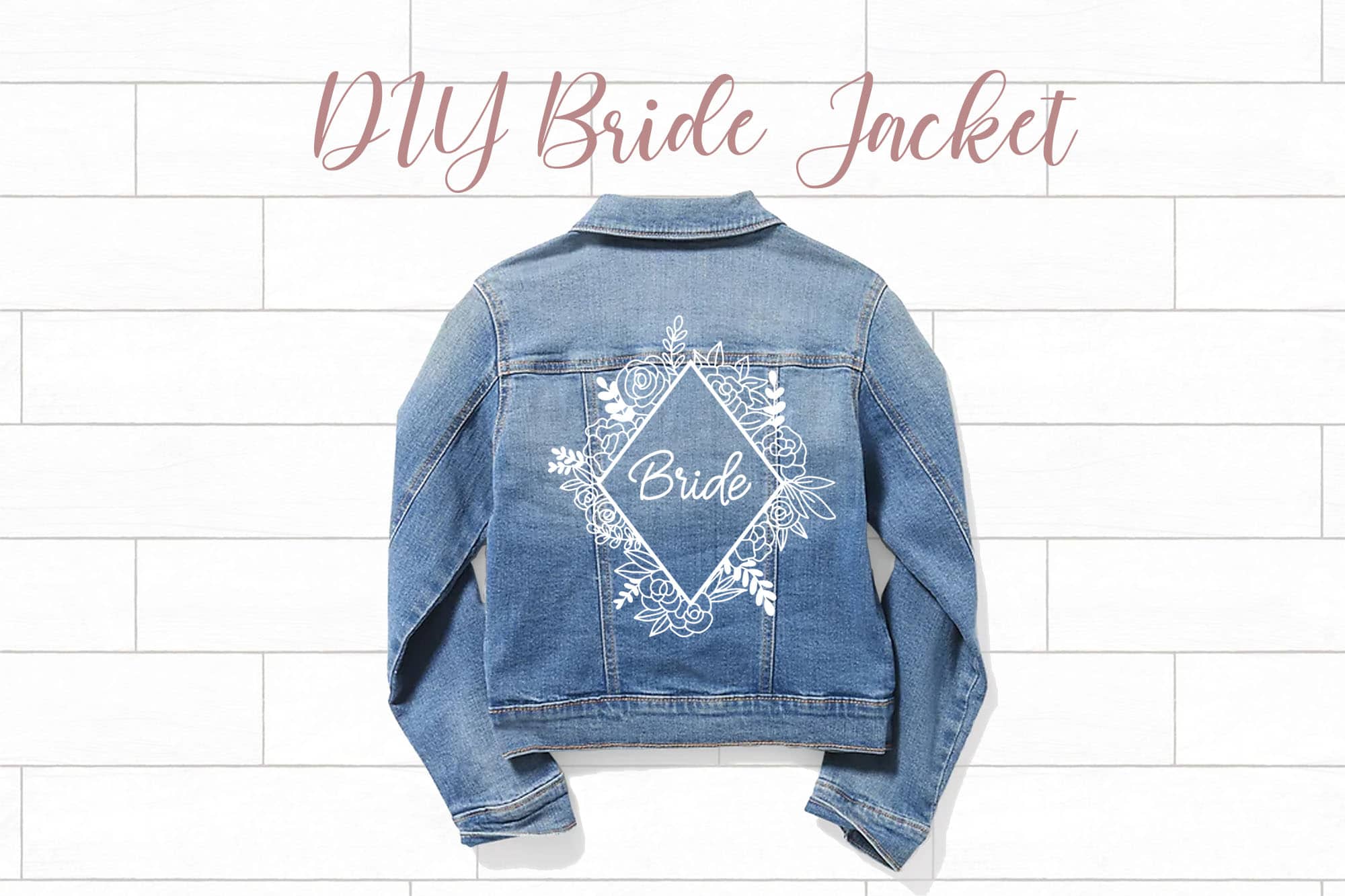 Bride denim jacket - floral frame wedding svg