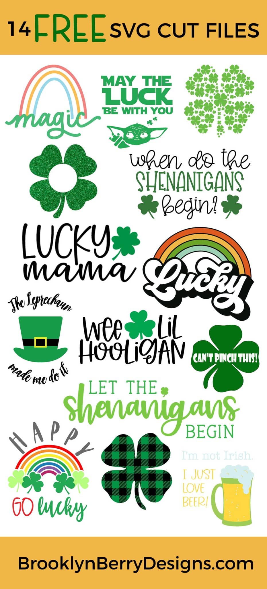 14 free St. Patrick's Day SVG files to get you in the shamrock spirit. No patterned vinyl needed with this two layered Buffalo Plaid Shamrock SVG! Get St Patricks Day ready and make your own shamrock shirt! via @brookeberry