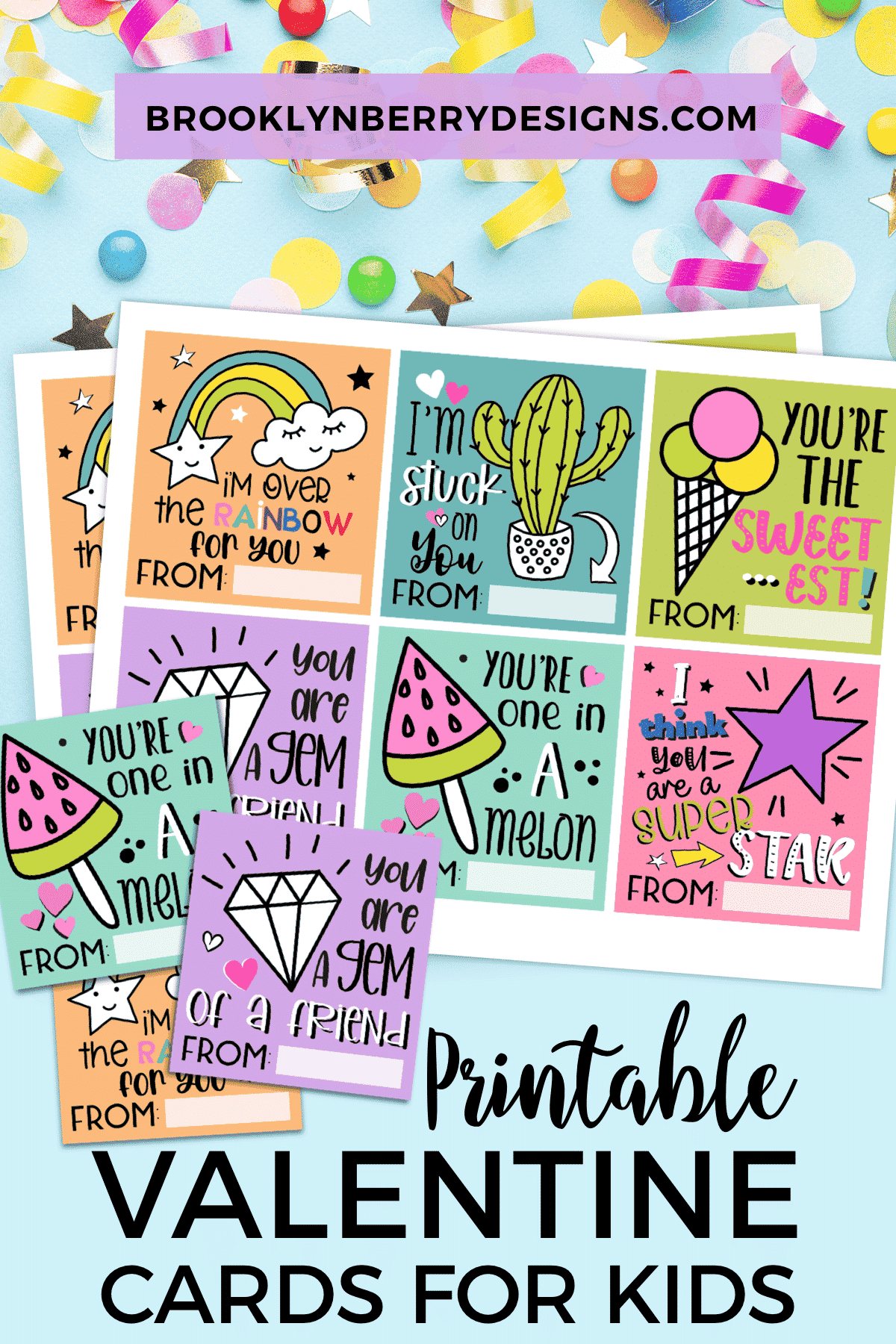 Gem Valentines, Printable Cards - My Party Design