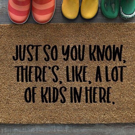 There's a lot of kids in here - free welcome mat svg