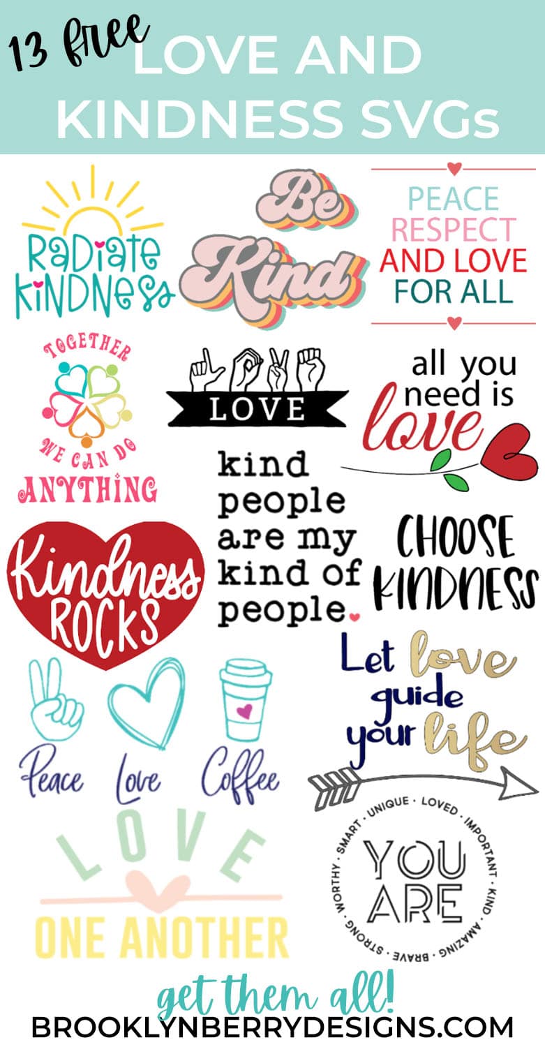 a collage style image of free kindness svgs