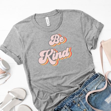 graphic tee shirt with retro 70s style lettering