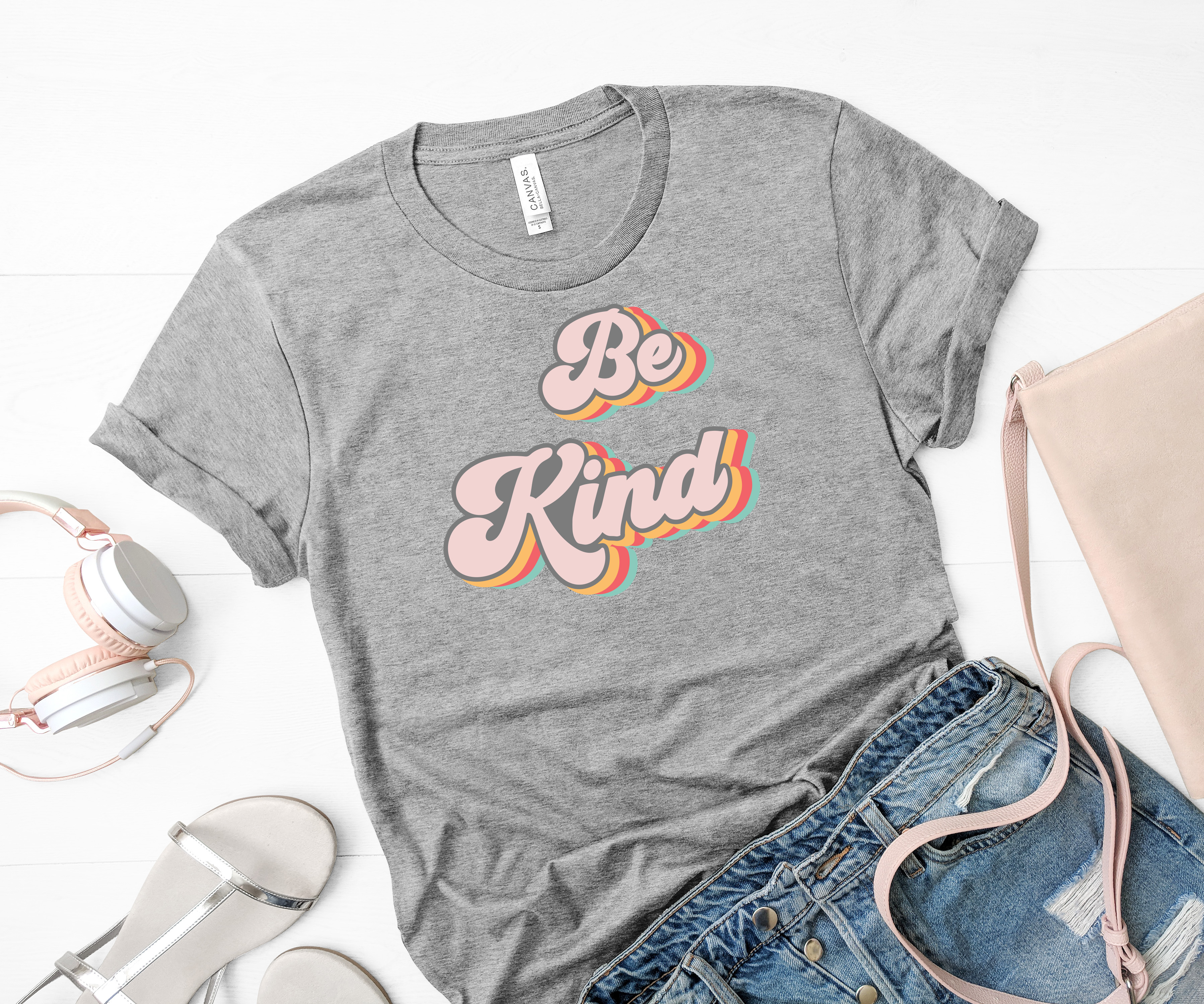 graphic tee shirt with retro 70s style lettering