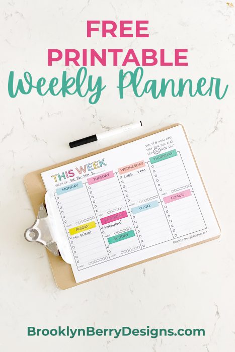 Free Weekly Planner Printable - Brooklyn Berry Designs