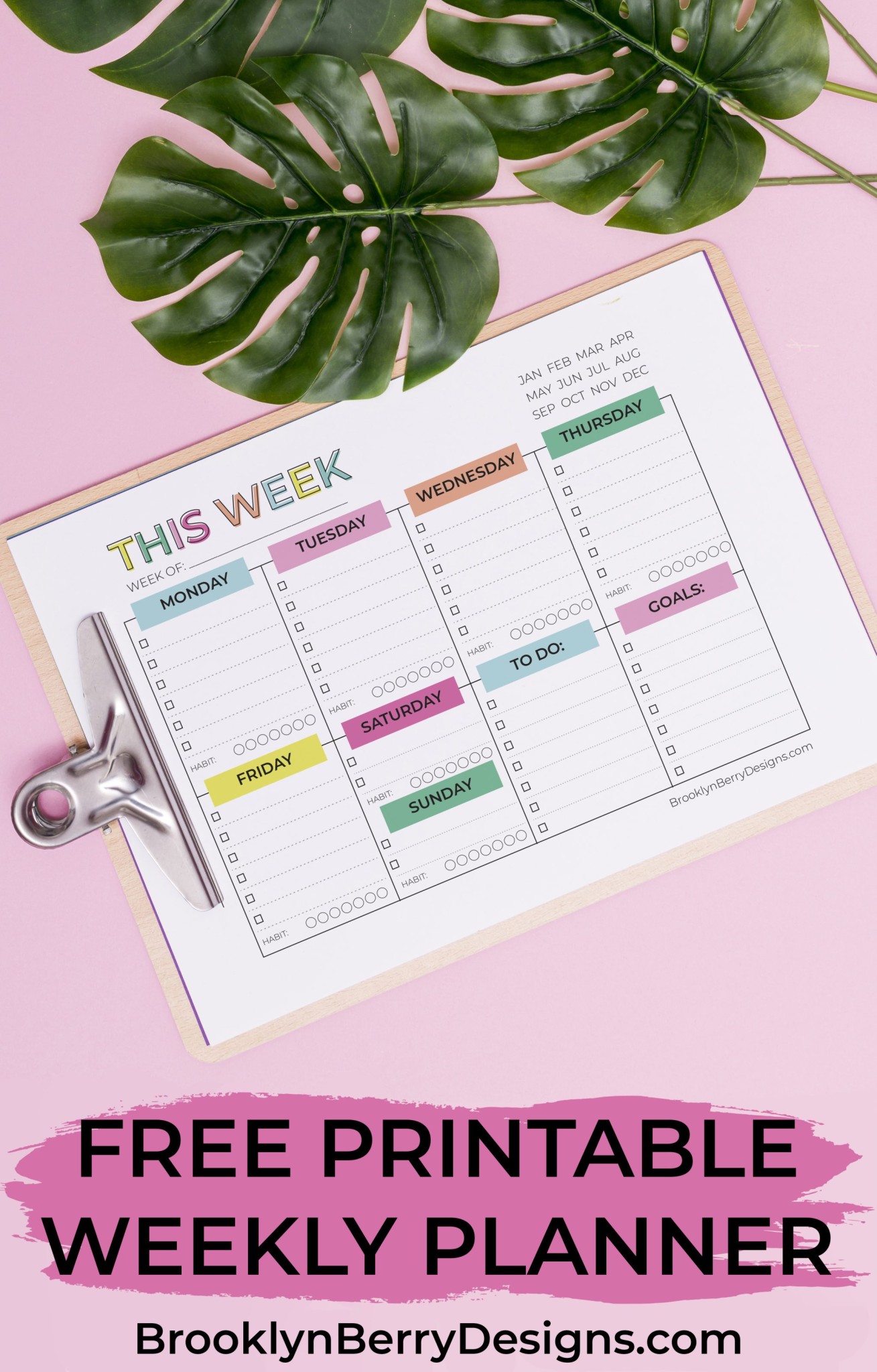 Free Weekly Planner Printable - master your goals with this weekly printable to keep track of appointments, to-dos, and habits. via @brookeberry