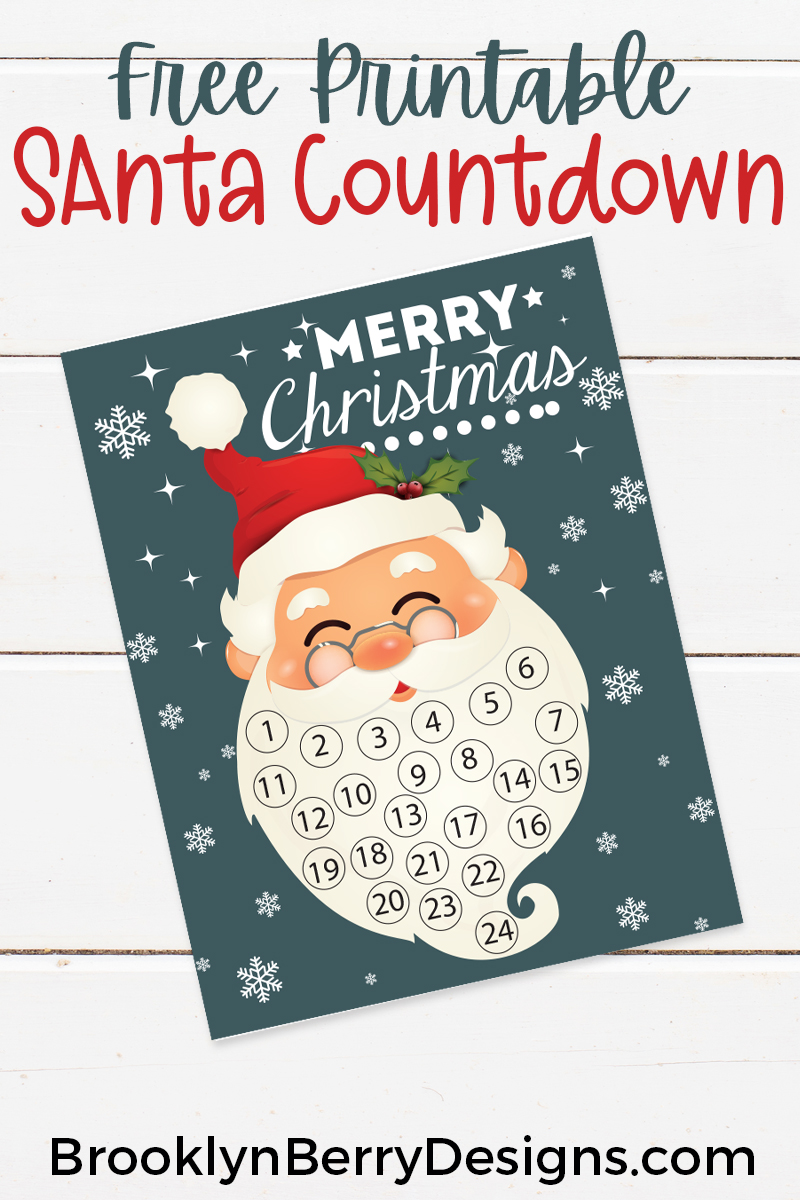 Counting to Christmas is fun with this free printable Santa Beard Countdown. Glue a cotton ball onto Santa's beard each day up to Christmas.