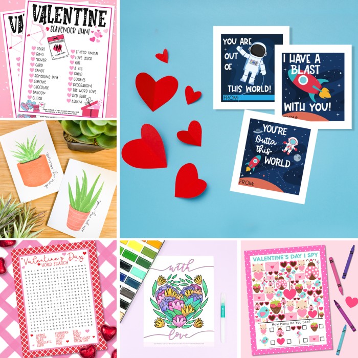 collage image of free printable valentines day cards.