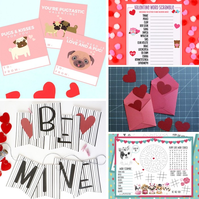 collage image of free printable valentines day cards.