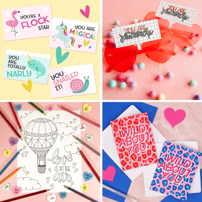 collage image of free printable valentines day cards.