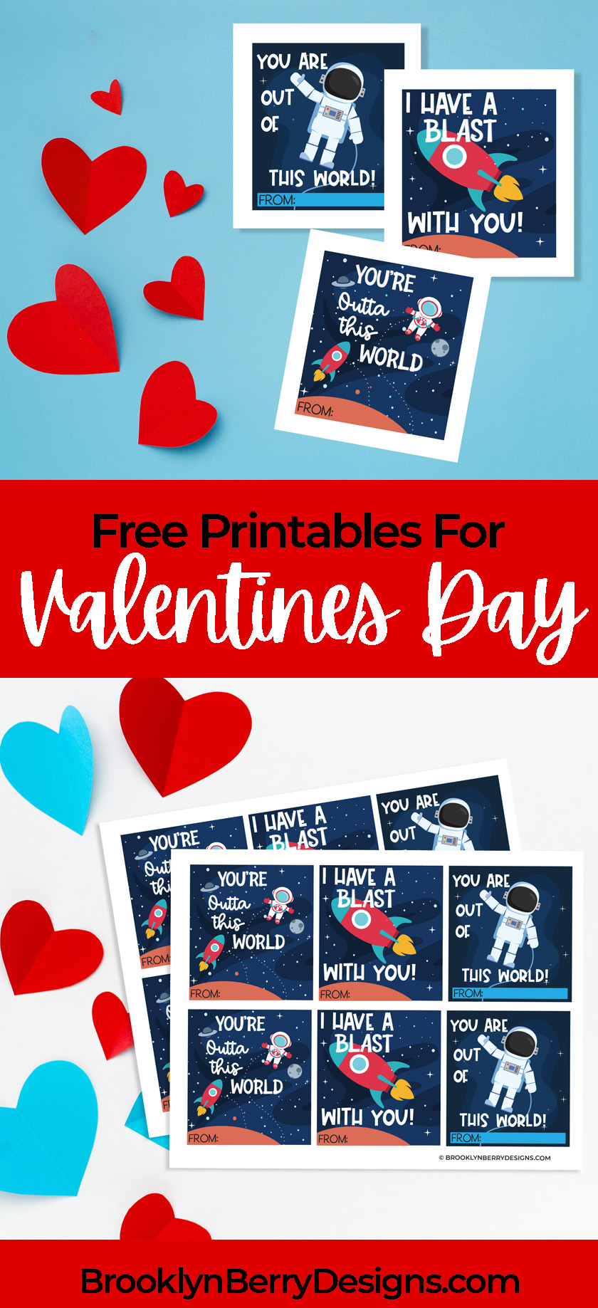 cut out paper hearts and paper with space themed valentines cards.