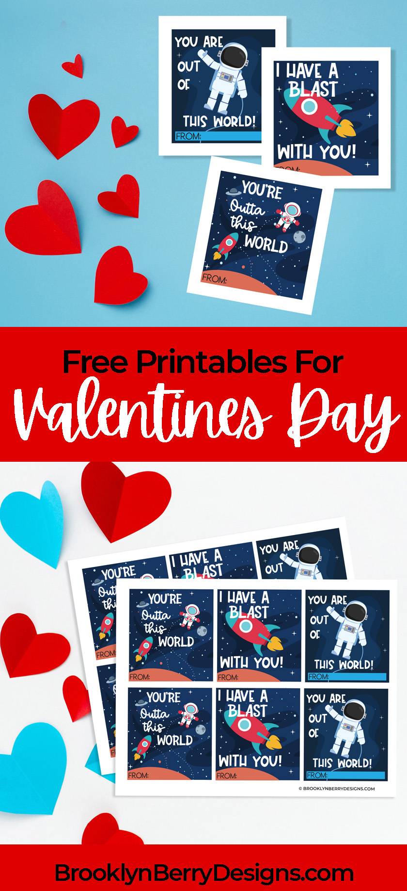 Free Printable Space Valentines - Brooklyn Berry Designs