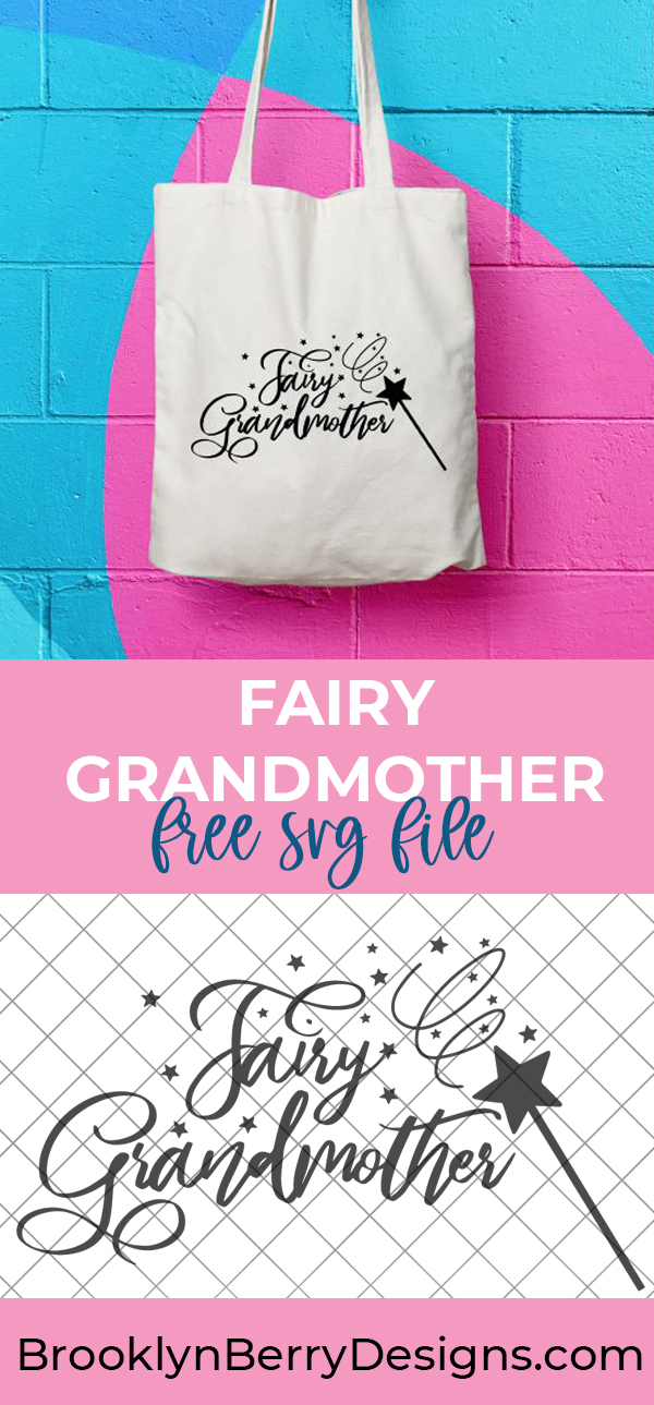 a canvas tote bag with the design of a wand and stars saying fairy grandmother via @brookeberry