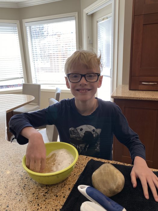 Washing rocks for this Hot Rocks Kids Craft