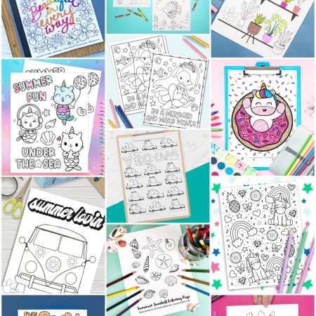 group of coloring pages for summer
