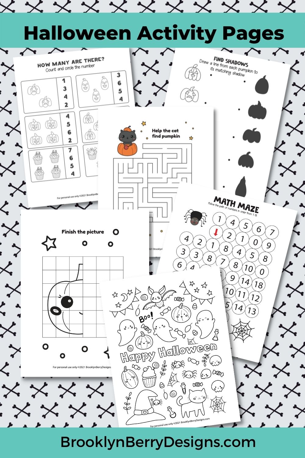 Download, print and play with these free printable Kids Halloween Activity Pages. They include color by number, mazes, and more! via @brookeberry