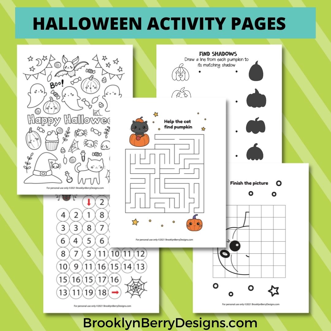 printed sheets of halloween activity pages
