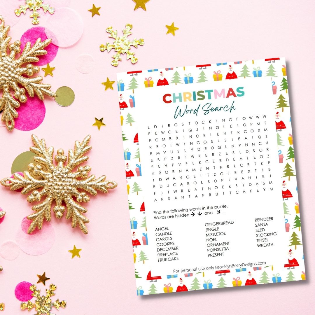 paper with christmas game word search