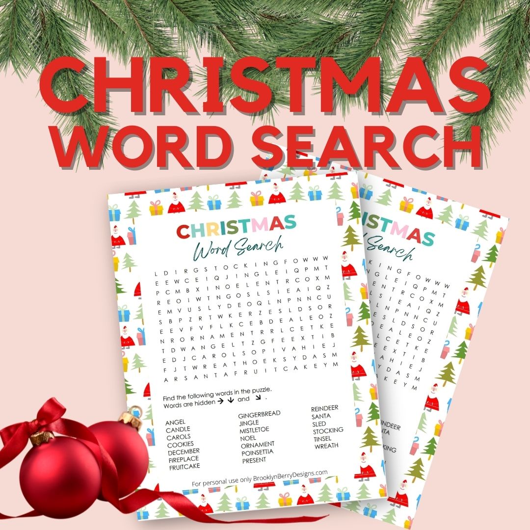 Christmas Word Search Free Printable - Brooklyn Berry Designs