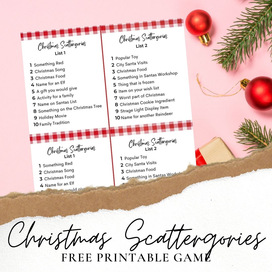 Printable Christmas Scattergories Games - Brooklyn Berry Designs