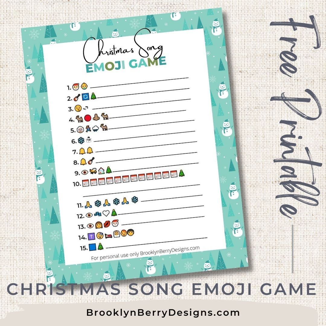 a printable christmas game with emojis used to give you a clue to a christmas carol.