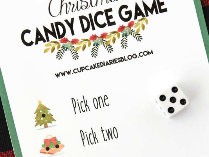paper with christmas candy dice game