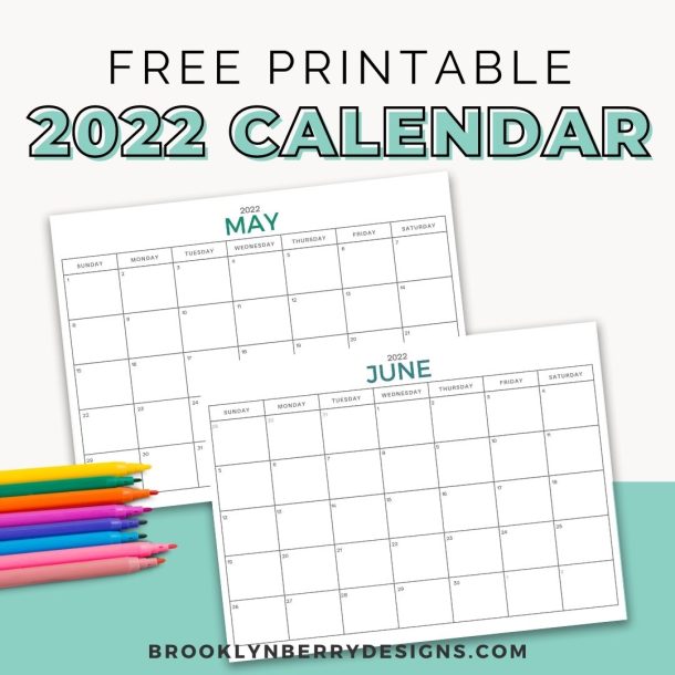 2022 Calendar Free Printable - Brooklyn Berry Designs