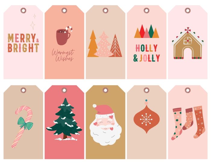 12 BLUSH PINK Christmas Gift Tags Xmas Presents Gifts Labels Custom Tag  Merry 5c