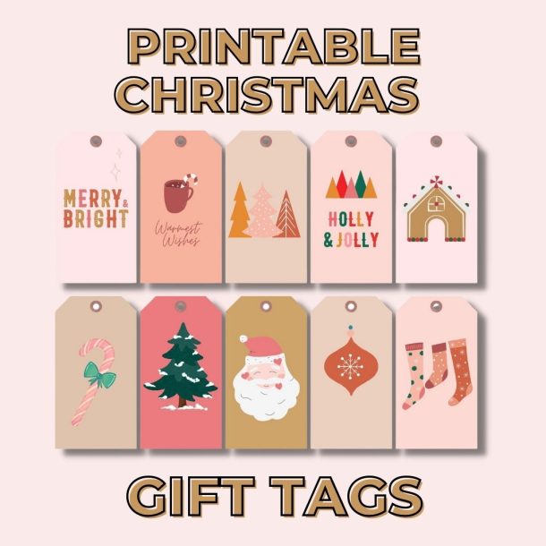 Pink Printable Christmas Gift Tags - Brooklyn Berry Designs