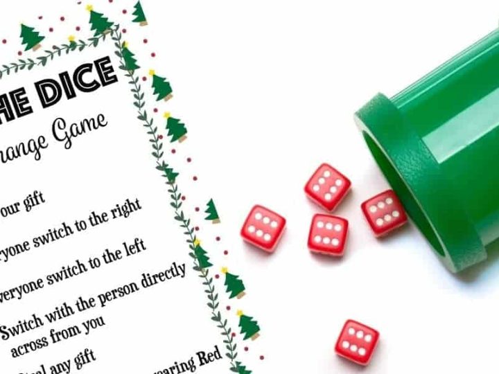 paper with a present swapping dice game