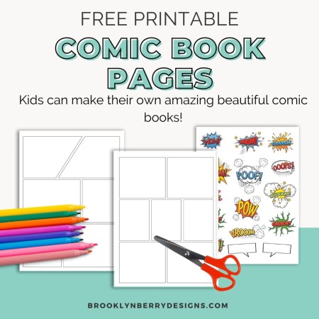 papers with comic book templates for kids