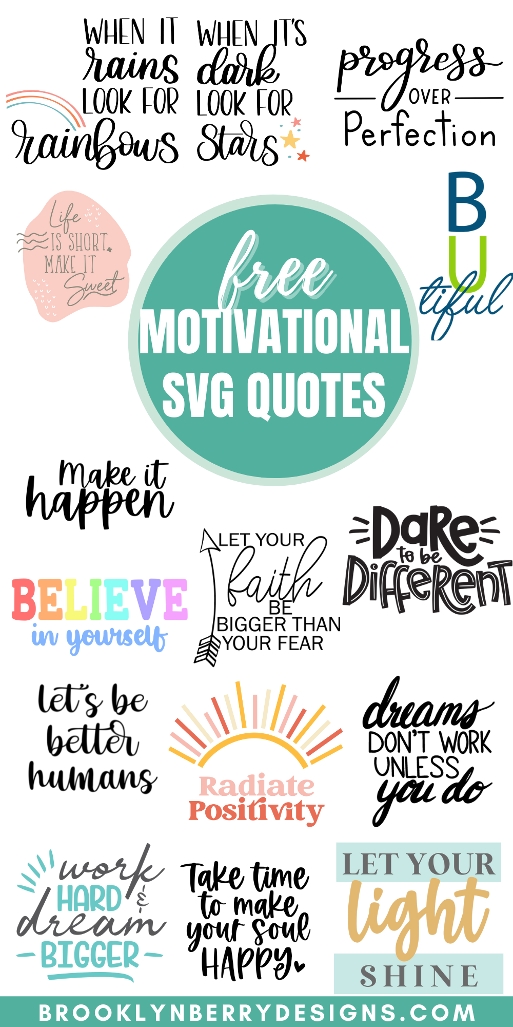 a collage of images of Motivational svg files