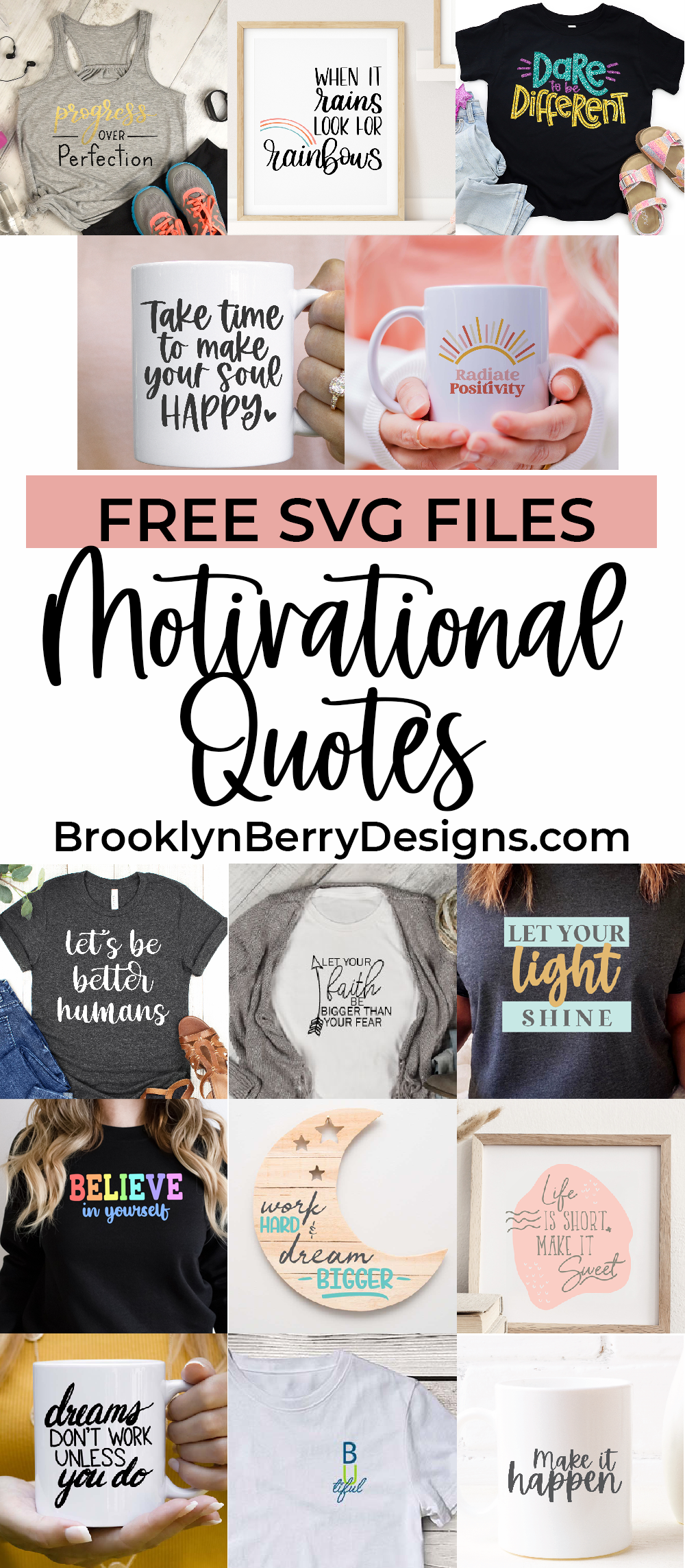 a collage of images of Motivational svg files