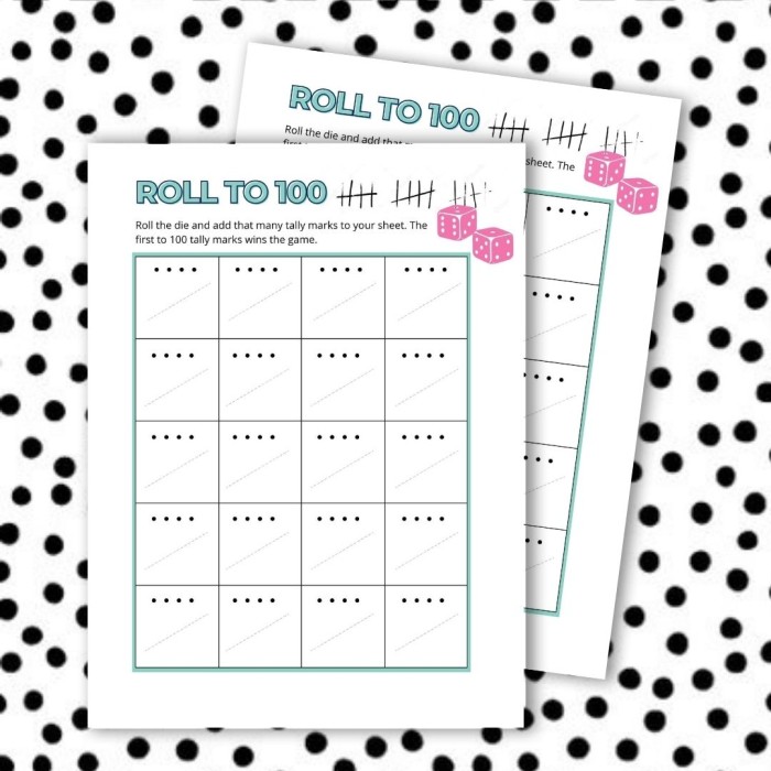 Looking for 100 days of school ideas for kindergarten? Check out this free printable math game - roll and tally to 100.