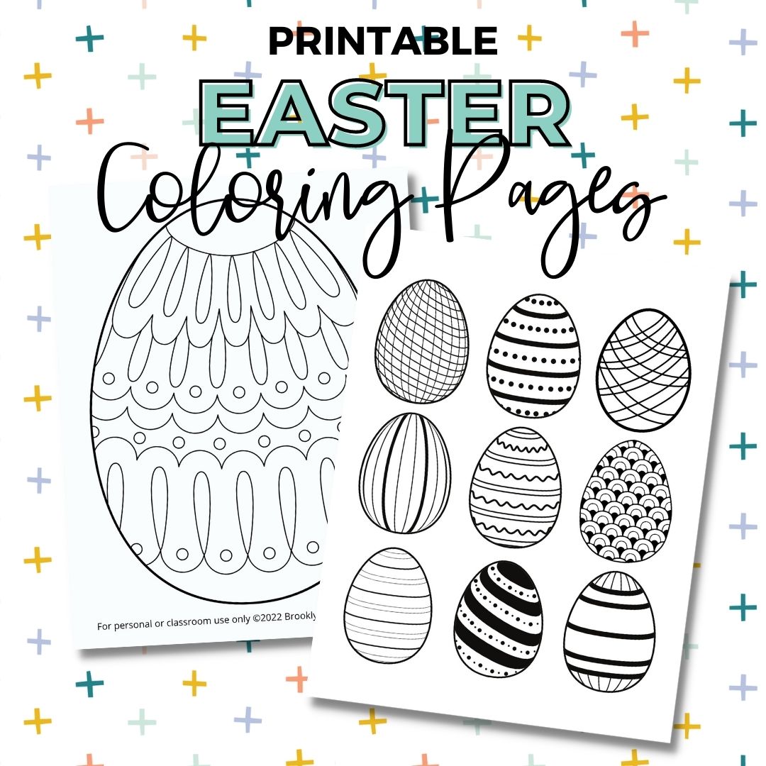 printable patterned egg coloring pages on a bright and colorful background.